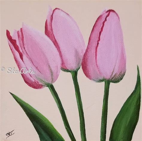 Painting Pink Tulips Original Art By Stc Arts