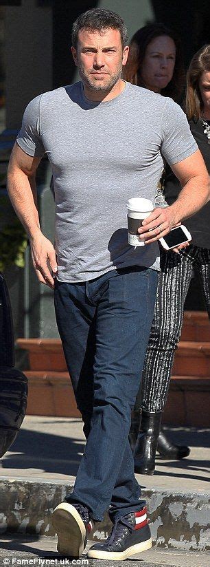 Ben Affleck Displays His Muscular Physique In A Tight Grey T Shirt