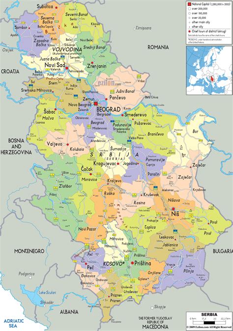 Serbien Regionen Karte