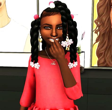 Ebonix Xoe Kids Hairstyles Girls Sims 4 Black Hair