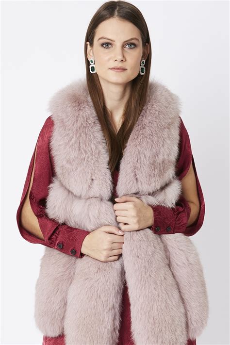 Luxury Dusty Pink Fox Fur Gilet
