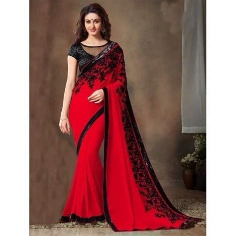 Ladies Red Designer Saree 63 M With Blouse Piece Id 19328556997