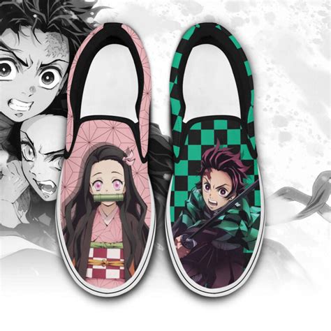 Tanjiro And Nezuko Slip On Shoes Demon Slayer Custom Anime Shoes Sl17