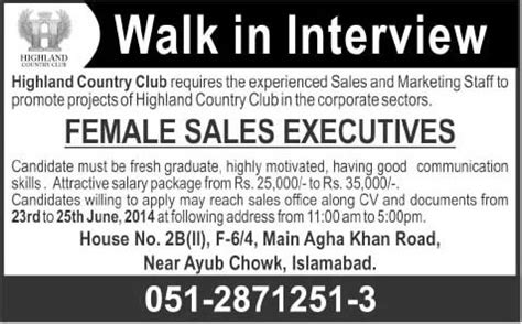 Graduating from university or college and finding a job is a significant life event. Female Sales Executive Jobs in Islamabad 2014 June at ...