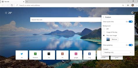 Microsoft Edge Canary Allows To Use Custom Image As New Tab Page Background