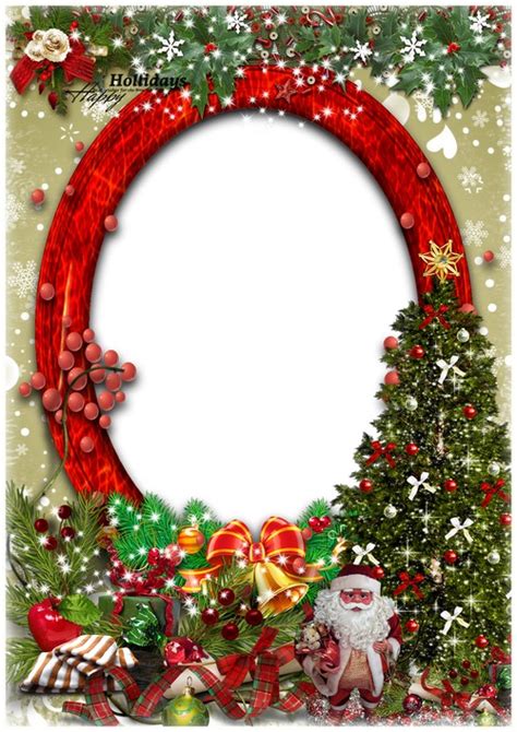 Christmas Frame Template For Photo Happy Holiday