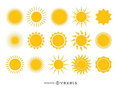 Bright Yellow Sun Collection Vector Download