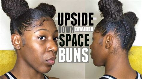 How To Upside Down Braided Space Buns On Curly Natural Hair Short