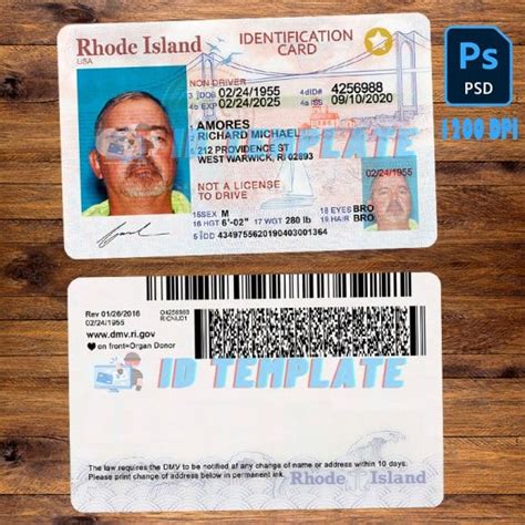 Rhode Island Id Card Psd Template New 1200dpi