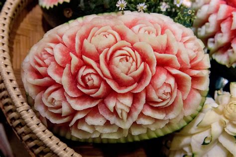 Watermelon (citrullus lanatus) is a flowering plant species of the cucurbitaceae family. From Thailand: Intricately carved fruits and vegetables ...