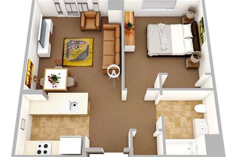 One Bedroom Apartments 3d Floor Plans Keep It Relax