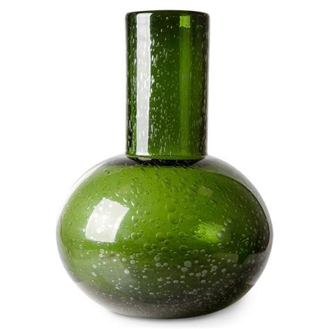 Hk Living Vase Verre Souffle Bulle Vert Fonce Kdesign