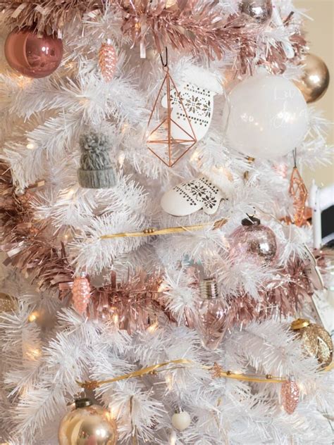 White Christmas Tree with stylish rose gold and pink ... 79 festive christmas zoom backgrounds.