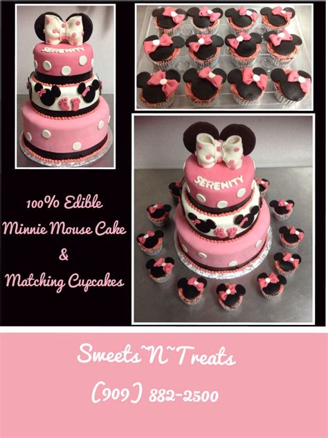 100 Edible Minnie Mouse Cake And Matching Cupcakes Sweets~n~treats 909