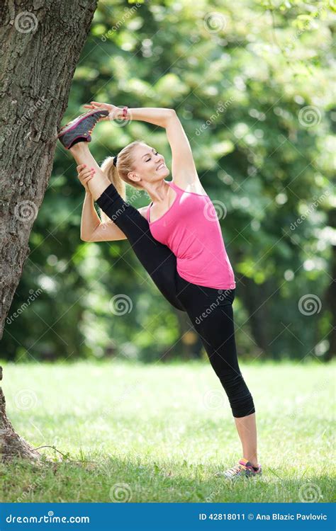 Stretching Outdoors Stock Image Image Of Healthy Flexibility 42818011