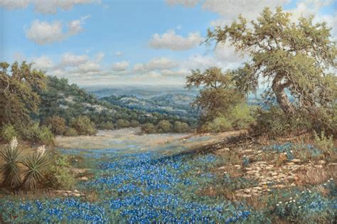Robert Harrison Long View With Bluebonnets Texas Hill Country
