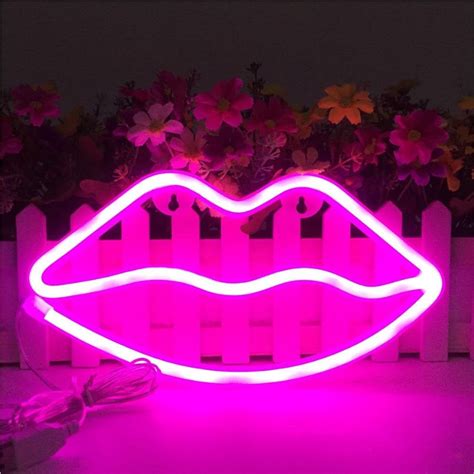 Pink Neon Lips Neon Lips Sign Tapestry Girls