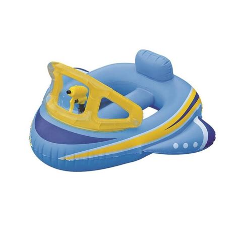 Northlight 43 In Blue Inflatable Ride On Airship With Squirter Swimming Pool Toy In The Pool