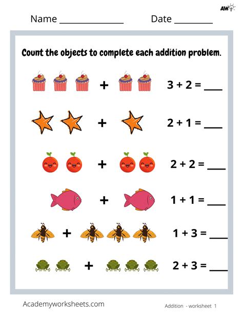 Simple Addition Worksheet For Kindergarten