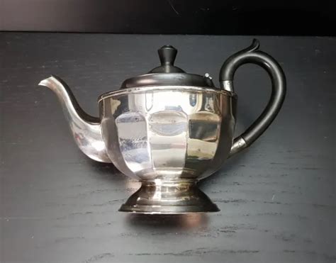 Vintage Sheffield Epns Silver Plated 6 Cup Metal Teapot With Bakelite