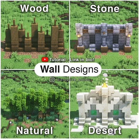 4 Detailed Wall Designs With Tutorial Video Minecraftbuilds In