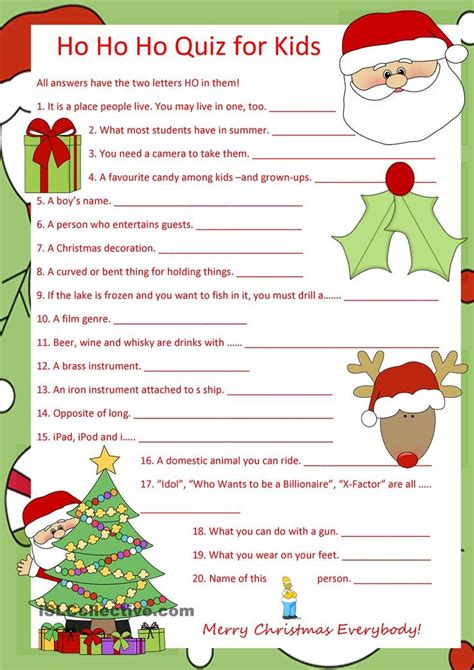 Ho Ho Ho Quiz For Kids Christmas Quiz And Answers Christmas