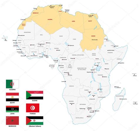 Northern Africa Map With Flags Stock Vector Image By ©lesniewski 125033370