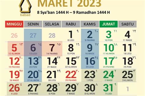 Kalender Puasa Sunnah Bulan Maret 2023 Lengkap Dengan Bacaan Niatnya