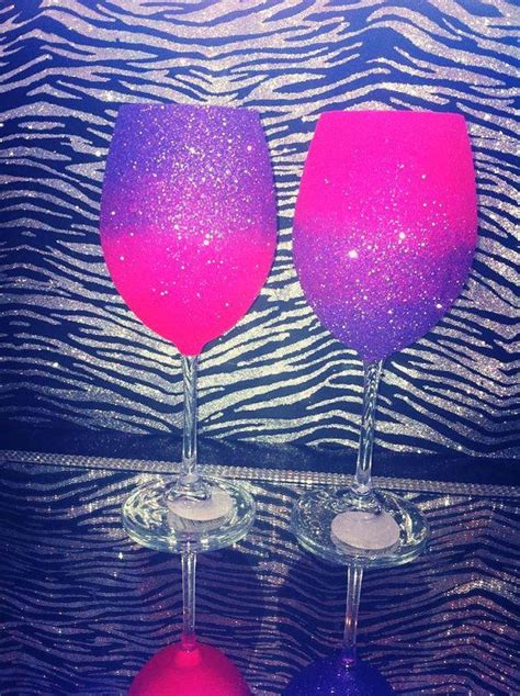 Xl Ombre Pink And Purple Wine Glass By Pinkstarsparkles On Etsy Purple Wine Wine Glass Glass