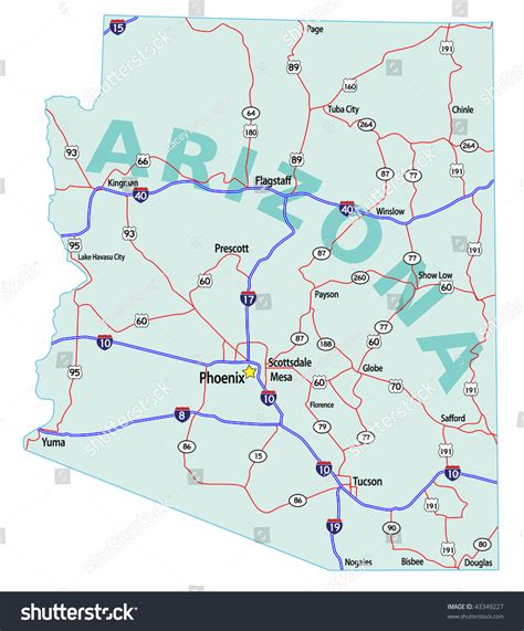 Arizona State Road Map With Interstates Us Highways And State Roads