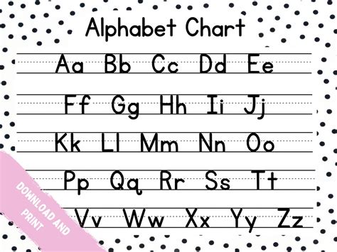 Printable Abc Chart Alphabet Chart Polka Dot Handwriting Etsy