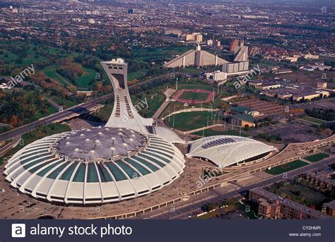 What are the best places for zipline & aerial adventure parks in quebec city? Aerial view of Olympic Stadium Montreal Stock Photo ...