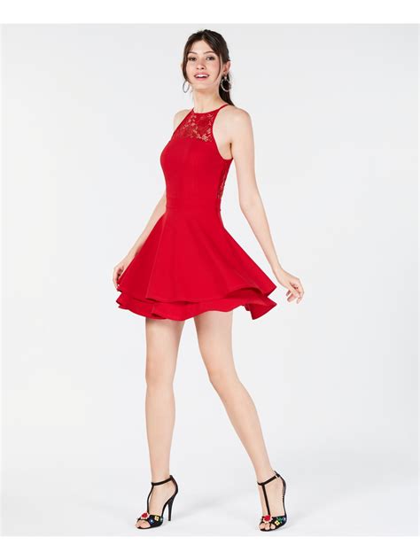 EMERALD SUNDAE Womens Red Sleeveless Short Fit + Flare Cocktail Dress Juniors XS | eBay