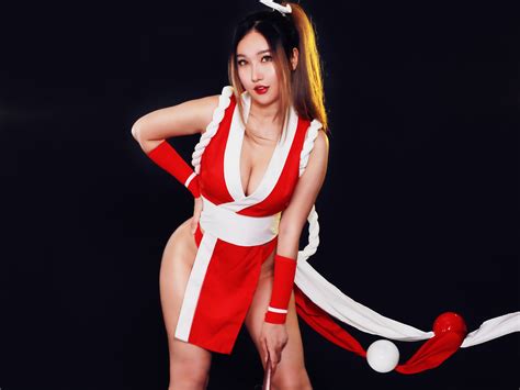wallpaper rinnieriot mai shiranui cosplay sexy looking at viewer beautiful cleavage