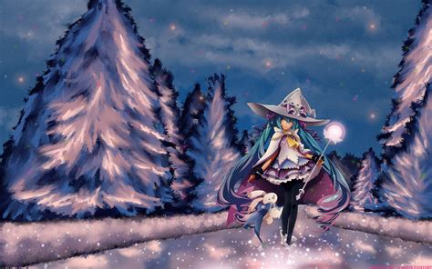 Fondos De Pantalla Pelo Largo Anime Chicas Anime Sombrero Nieve Invierno Vocaloid