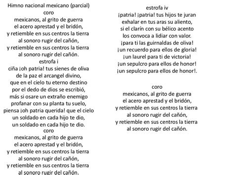 Himno Nacional Mexicano Parcialcoromexicanos Al Grito De Guerrael