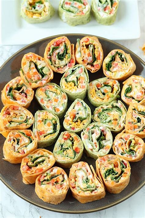 Colorful And Delicious Veggie Tortilla Pinwheels Appetizer Is Easy To