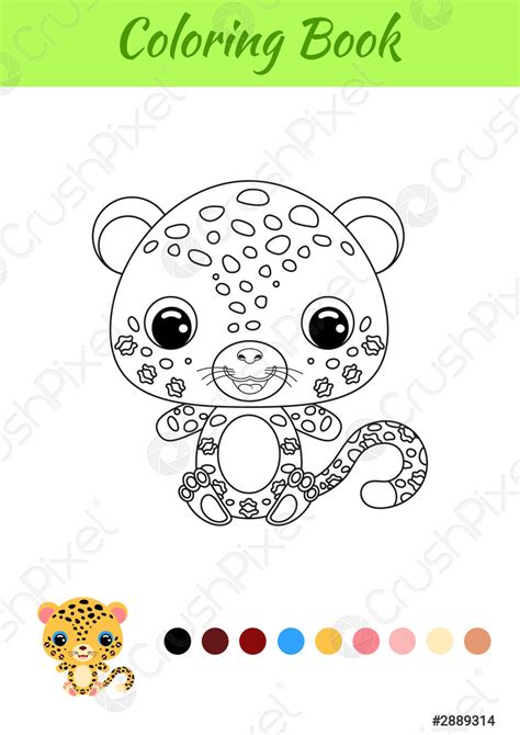 Coloring Book Little Baby Jaguar Sitting Coloring Page For Kids Stock