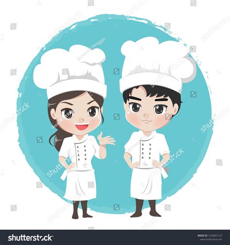 남자 및 여자 셰프 만화 캐릭터 스톡 벡터 로열티 프리 1232691127 Shutterstock