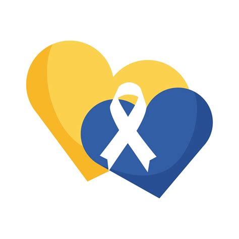 Down Syndrome Campaign Ribbon With Hearts Flat Style Icon 2483323