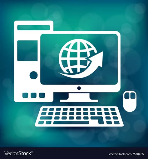 Computer Icon On Blue Royalty Free Vector Image