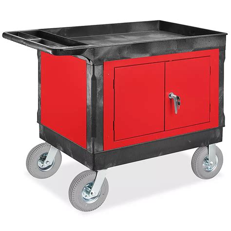Utility Cart With Cabinet 8 Pneumatic Wheels 45 X 25 X 37 Red H