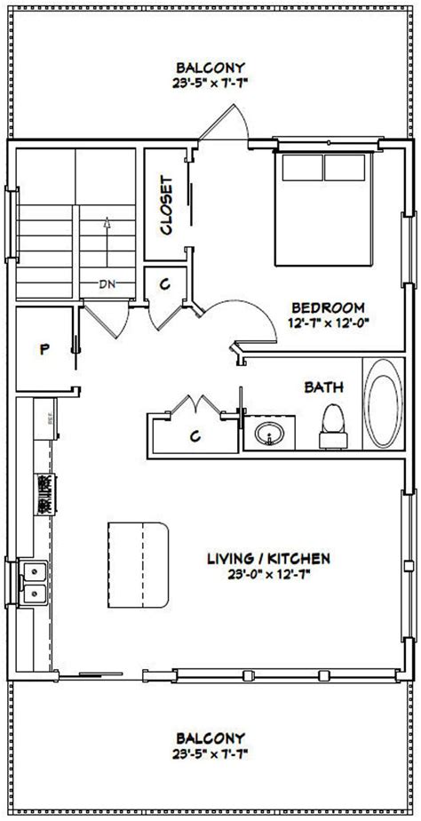 24x32 House 1 Bedroom 1 5 Bath 830 Sq Ft Pdf Floor Etsy 1 Bedroom House Plans Garage