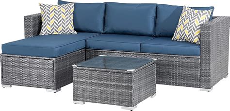Jamfly Outdoor Furniture Patio Sets Low Back All Weather Small Rattan