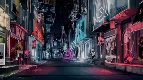 City Street Night By ~biz02 On Deviantart Futuristic City Anime