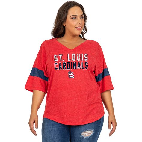 New Era Womens St Louis Cardinals Plus Size Triblend Short Sleeve Jersey V Neck T Shirt Academy