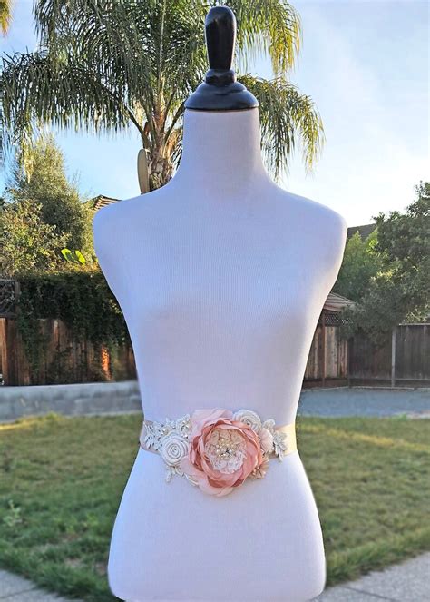 Blush Pink Ivory Lace Bridal Sash With Swarovski Sew On Etsy