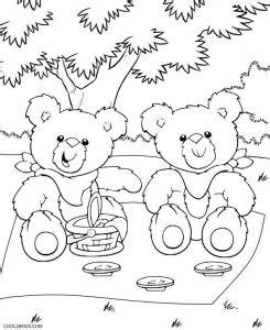 Picnic basket printable coloring page. Teddy Bear Coloring Pages