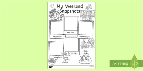 My Weekend Recount Snapshots Writing Frames Ks1 Resources