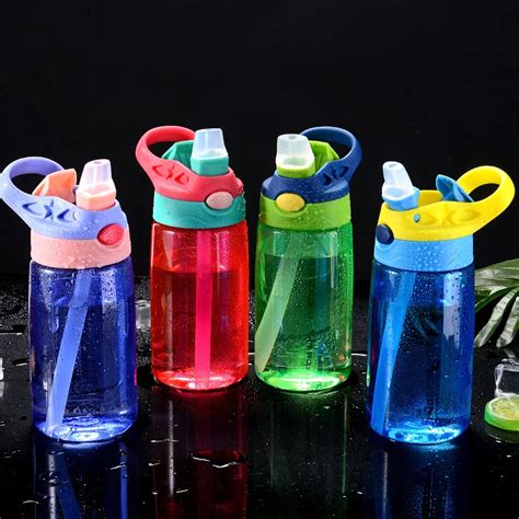 Plastic Children Water Bottle School Kids Drinking Bottle With Straw